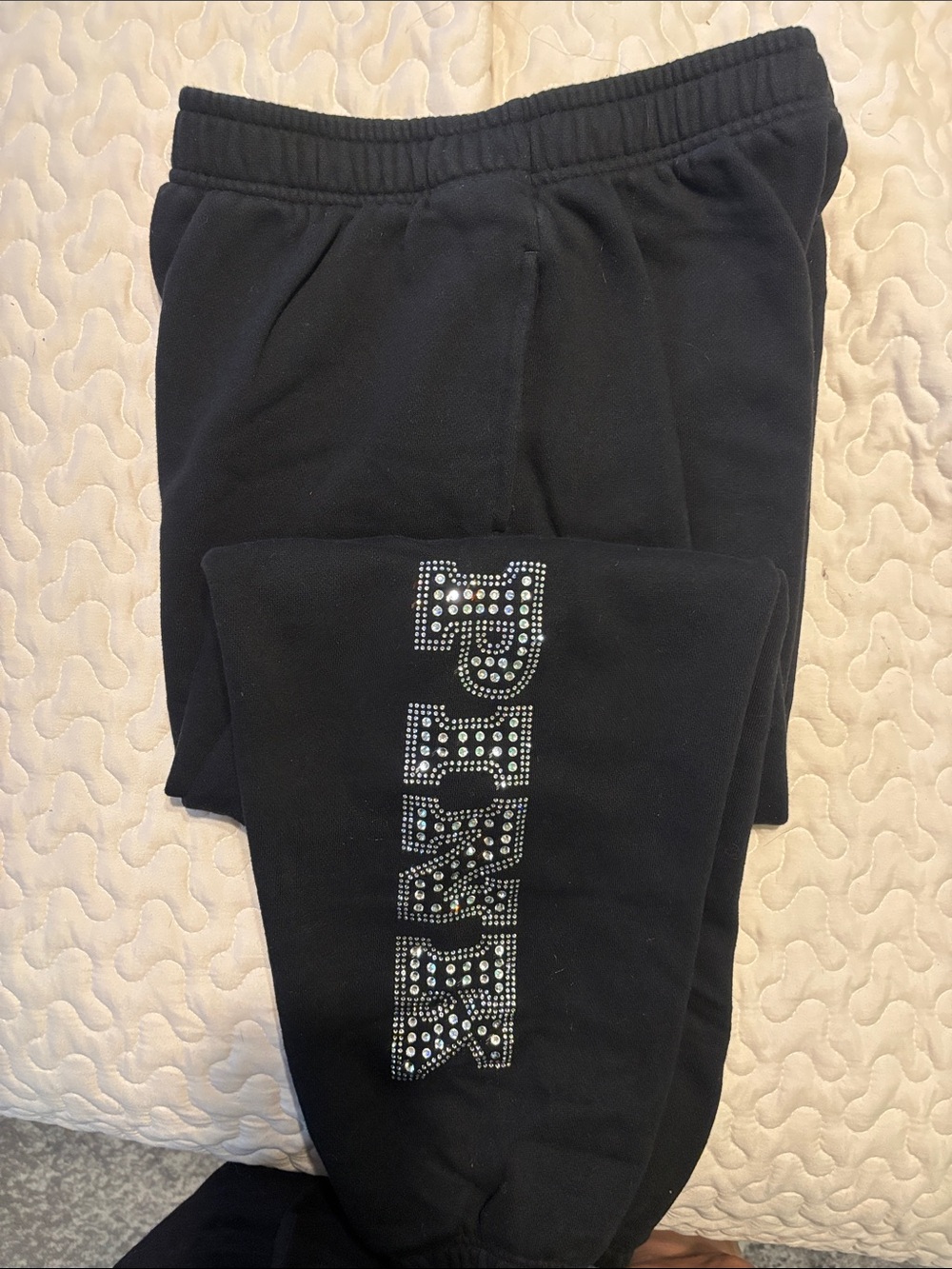 PINK Victoria's Secret Black Rhinestone Logo Sweatpants for Kids